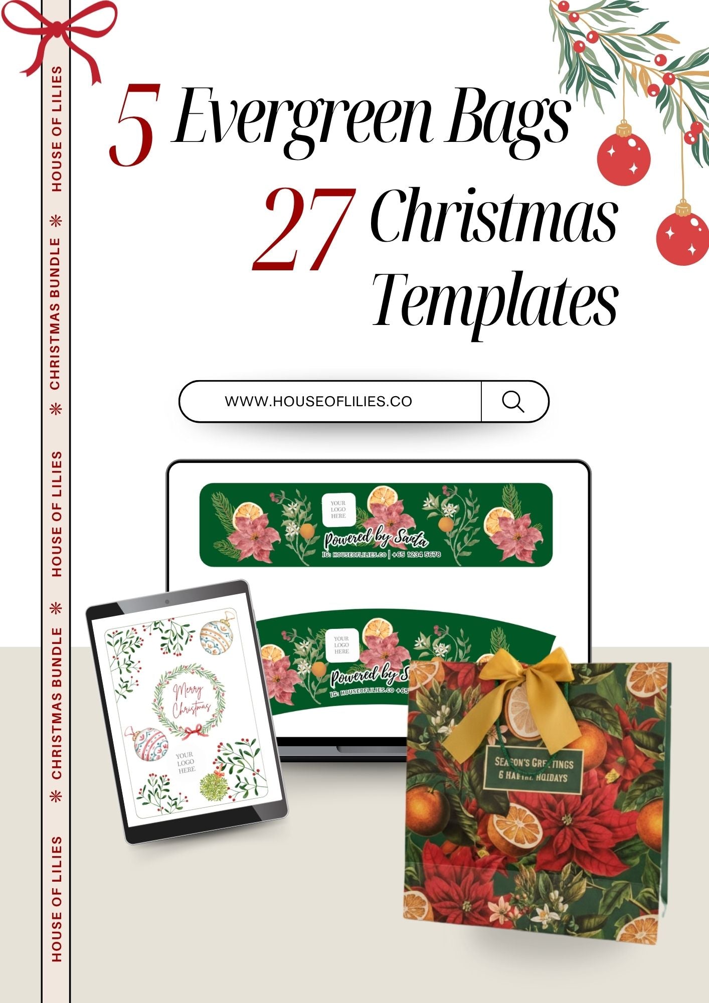 Evergreen Bag + Christmas Templates (FREE DELIVERY)