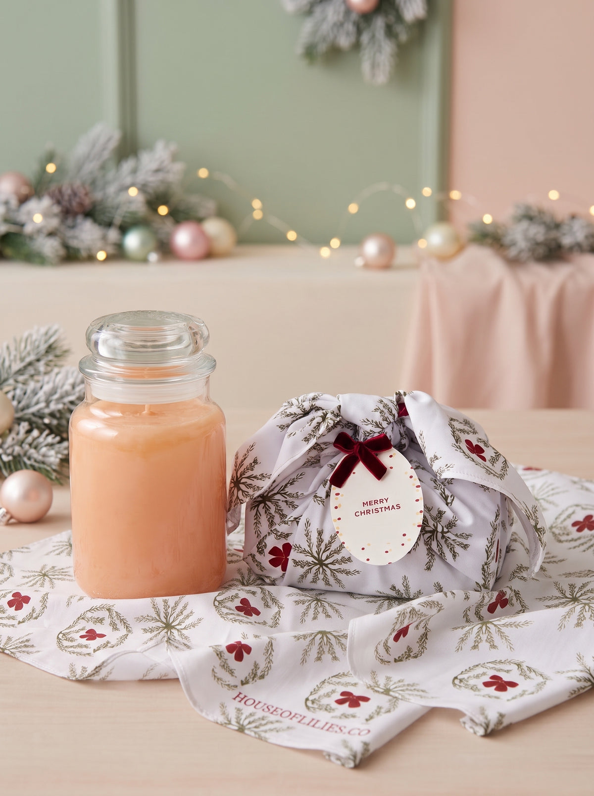 Reusable Christmas Fabric Gift Wrap Set of 3