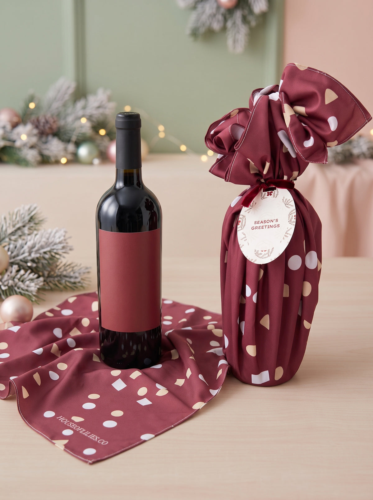 Reusable Christmas Fabric Gift Wrap Set of 3
