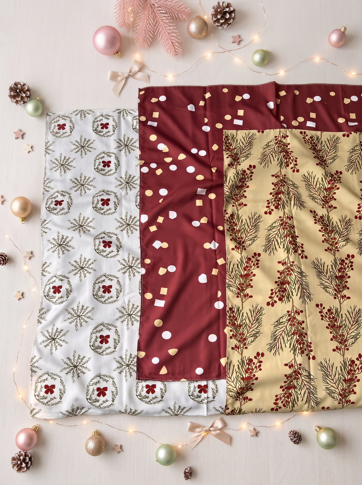 Reusable Christmas Fabric Gift Wrap Set of 3