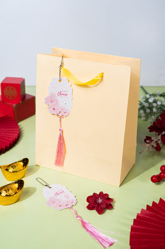 Chinese New Year Gift Tag Cards with Tassel & Metal Chain (20pcs Bundle)