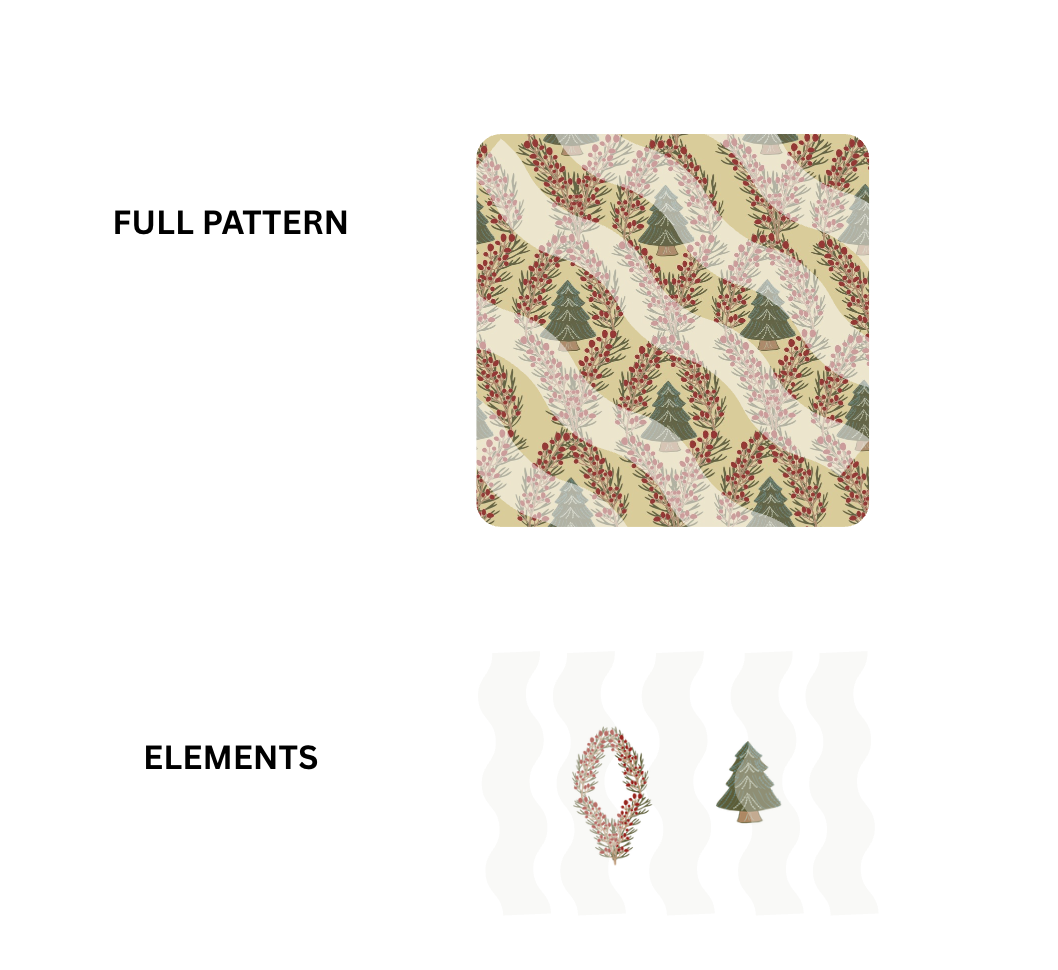 Berry Wreath Pines - Seamless Pattern Download