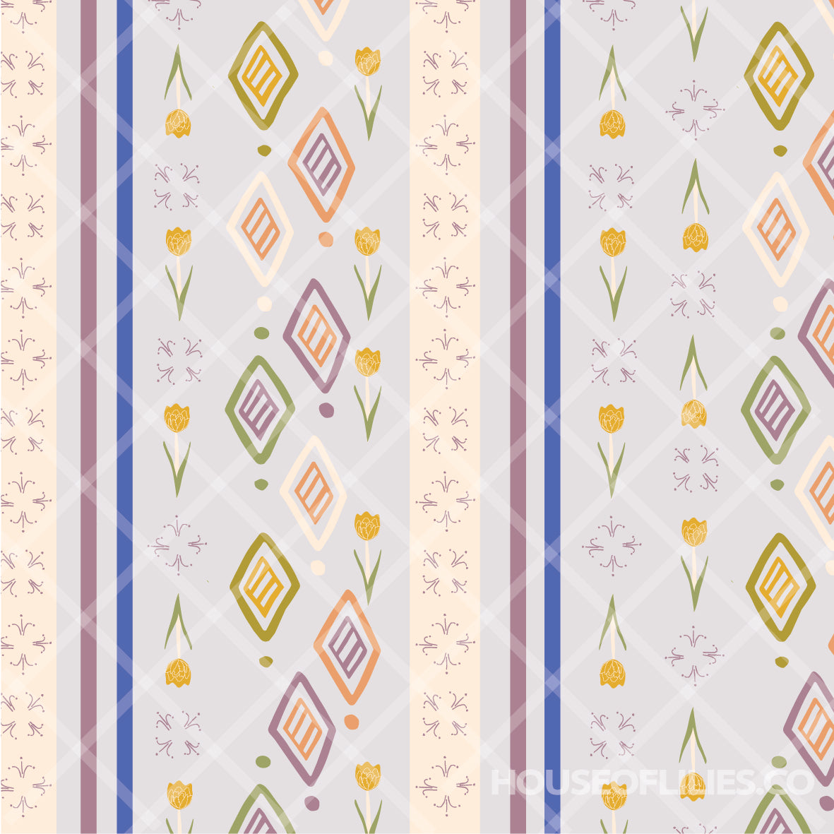 Tulip Tenun - Seamless Pattern Download